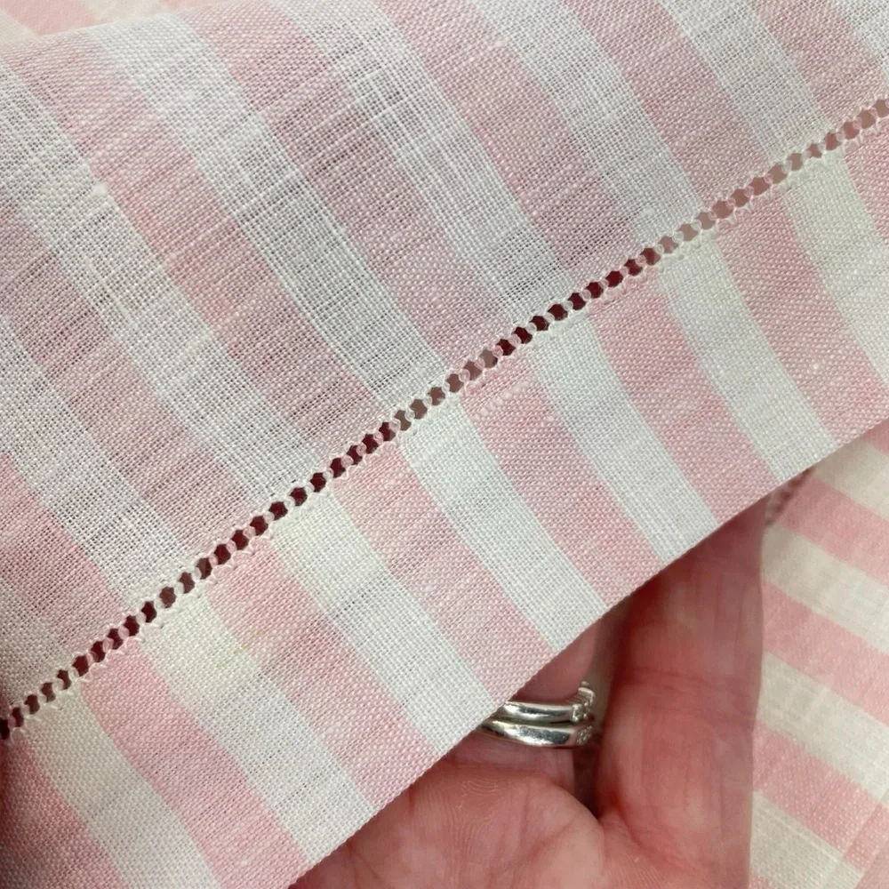 Henri Bendel Striped Linen Napkins Pink & White 8